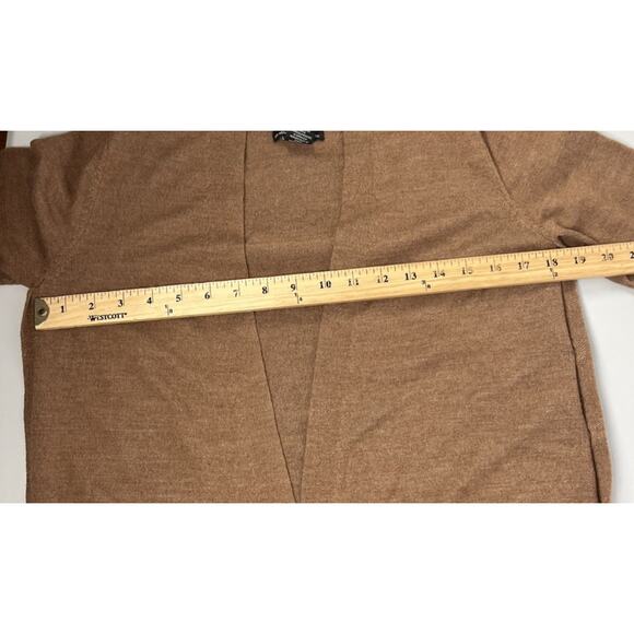 Tahari Merino Wool Blend Cardigan Womens Medium Mocha Brown Open Knit Sweater - Picture 5 of 9